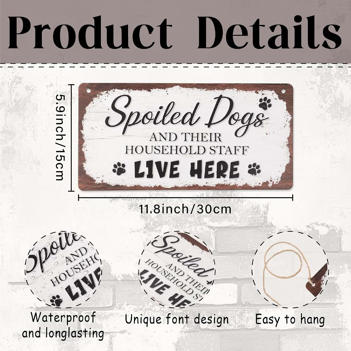 Rustic Wooden Dog Sign for Home Entryway Decor