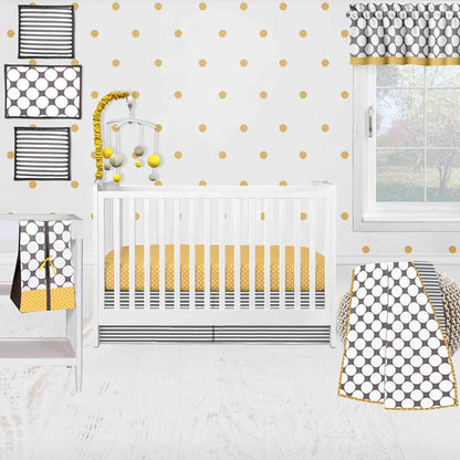 Bacati - Dots Stripes Gray Yellow 10 pc Unisex Baby Crib Bedding Set with 2 Crib Fitted Sheets