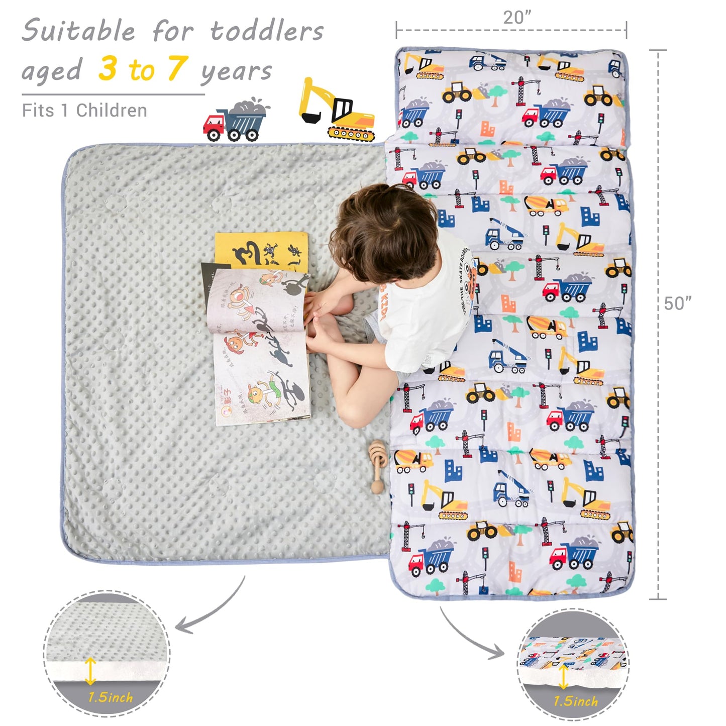 Lasoftan Toddler Nap Mat with Pillow