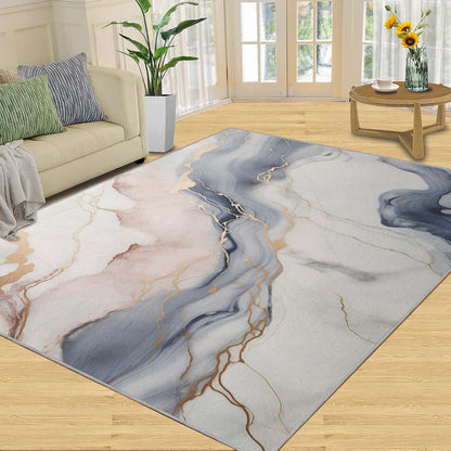 Hyguiuid Modern Luxury Marble Area Rug 5x6 - Stone Textured Marbling Area Rugs (photo 3)