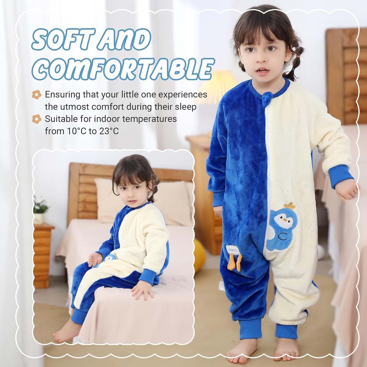Michley Baby Sleeping Bag Flannel Wearable Blanket 1-6Y