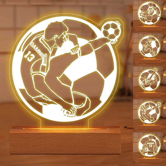 YUERVWE Personalized Name & Text Soccer Night Light, Custom Name Lamp Gifts for Kids, Soccer Player, Fan, Lover, Boys