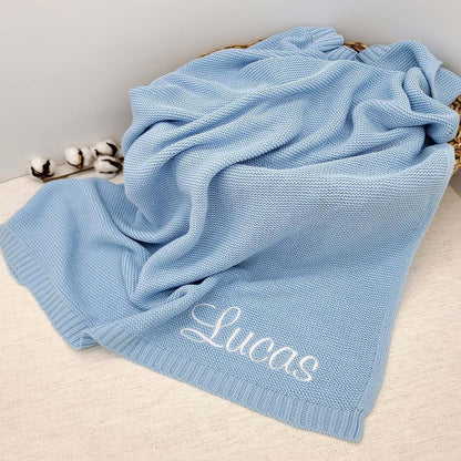ZoikoM Monogrammed Baby Blanket Custom Name Knit Blanket (photo 3)