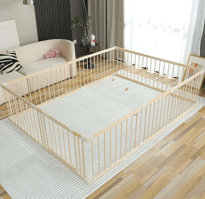 Smilebaby Baby Playpen Play Fence Gate Play Pen Wood Large,Playpens for Babies and Toddlers Kids Indoor,Baby Play Yards