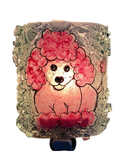 Reborn Glass Night Light Recycled Bottle Glass Pink Poodle