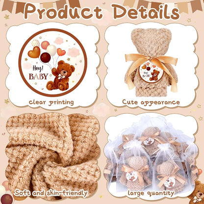Mindsoft 24 Sets Baby Shower Favor Set Coral Fleece Bear Towels