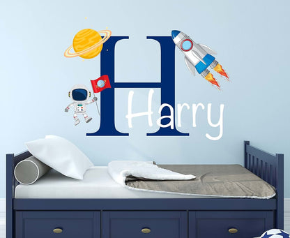 Decalzone Inc Custom Name Rocket Wall Decal - Rocket Wall Decals - Nursery Wall Decals - Space Boy Room Decor Vinyl