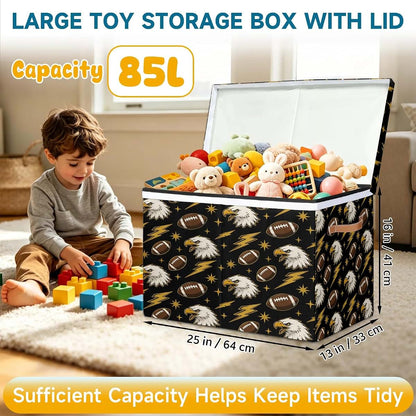 Mifewlor Large Toys Storage Box with Lid Football Bald Eagles