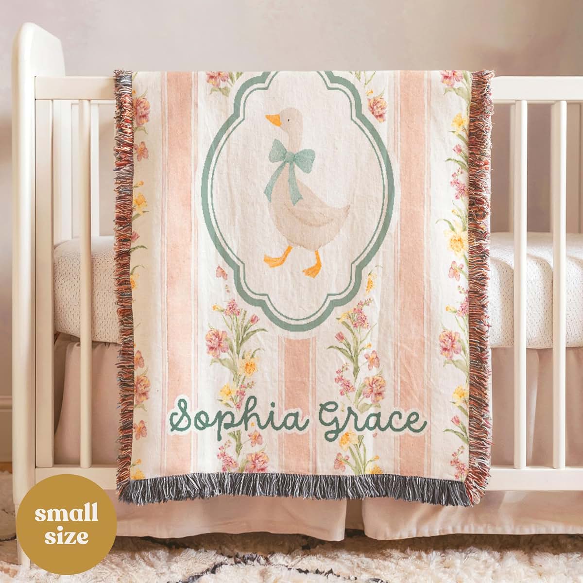 Studio Sam and Co Personalized Cotton Baby Blanket Custom Goose Woven Tapestry Throw (photo 4)