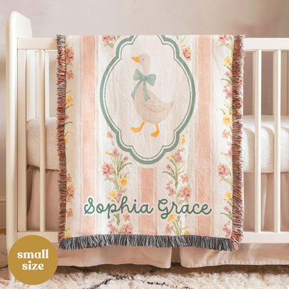 Studio Sam and Co Personalized Cotton Baby Blanket Custom Goose Woven Tapestry Throw (photo 4)