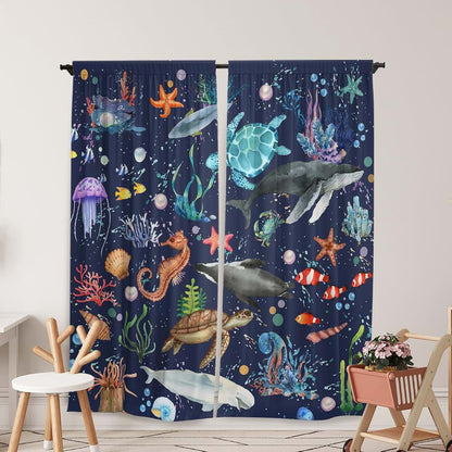 Suklly Nautical Coastal Window Curtains for Nursery Bedroom Decor
