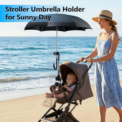 Umbrella Holder For Stroller Chair 360° Adjustable Clamp Mount