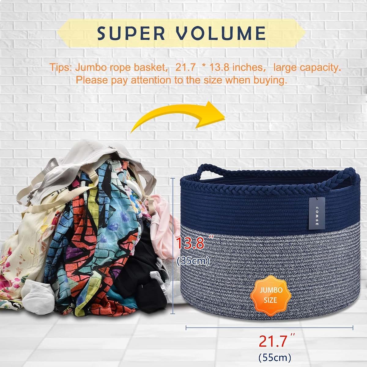 COMSE Cotton Rope Storage Basket for Nursery & Living Room