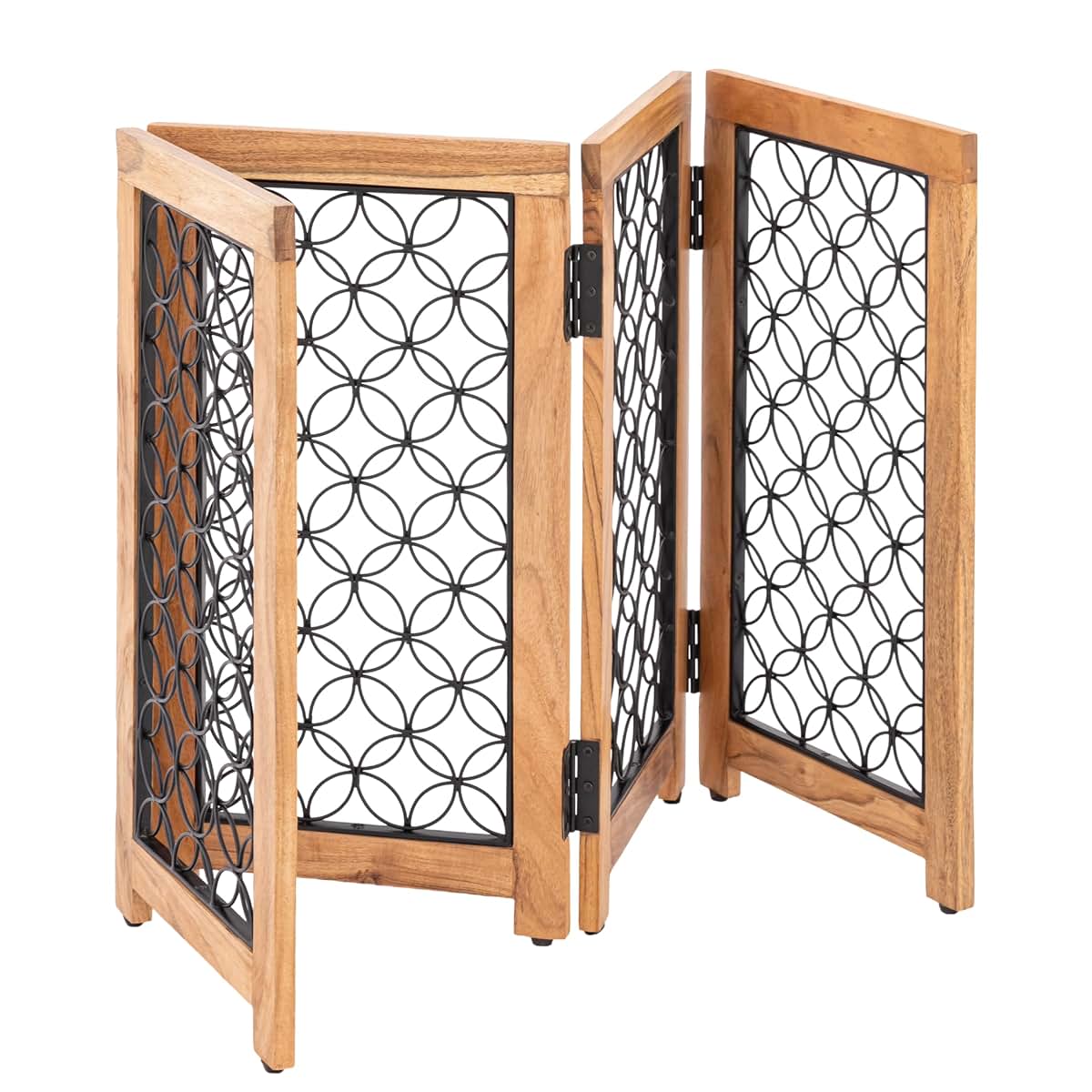 Albany Living 4-Panel Wooden Pet Gate with Metal Mesh, Black (photo 4)