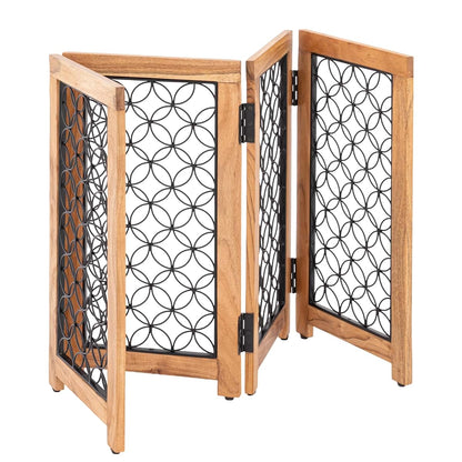 Albany Living 4-Panel Wooden Pet Gate with Metal Mesh, Black (photo 4)
