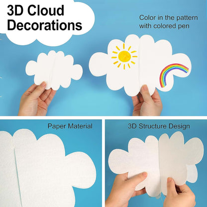 Ayfjovs 18 Piece White Felt Cloud Hanging Decor for Ceiling