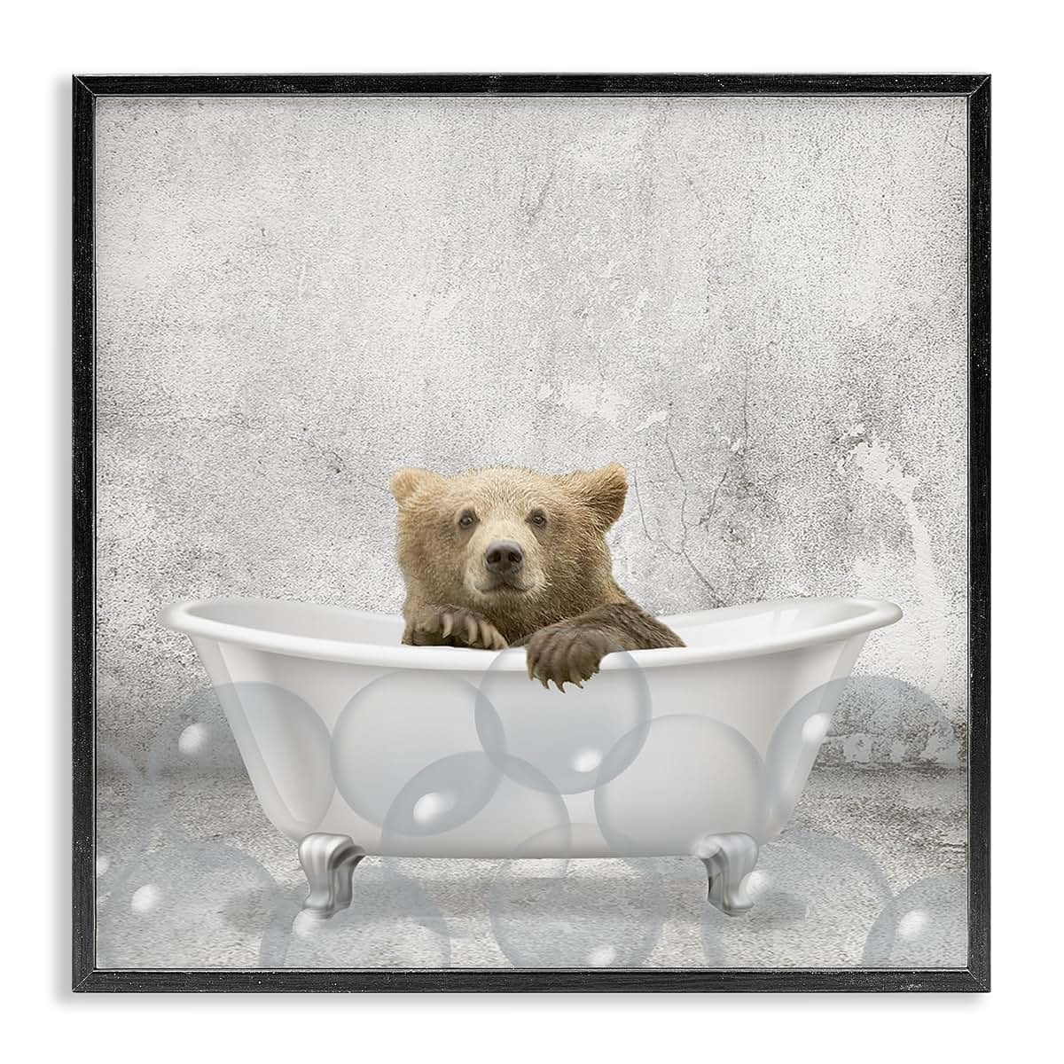 Stupell Industries Baby Bear Bath Time Framed Giclee Art