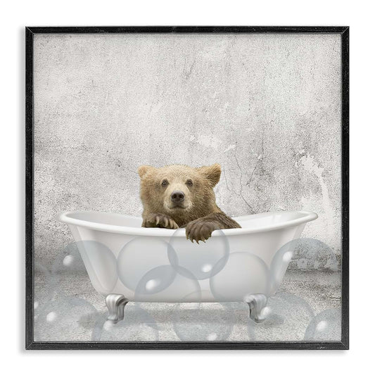 Stupell Industries Baby Bear Bath Time Framed Giclee Art