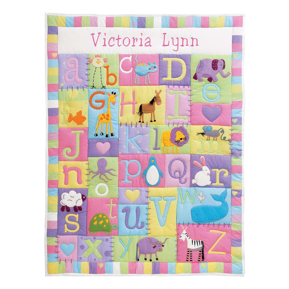 Let's Make Memories Personalized Baby Quilt - 3D Applique & Embroidered Name - Heirloom Keepsake for New Baby Shower