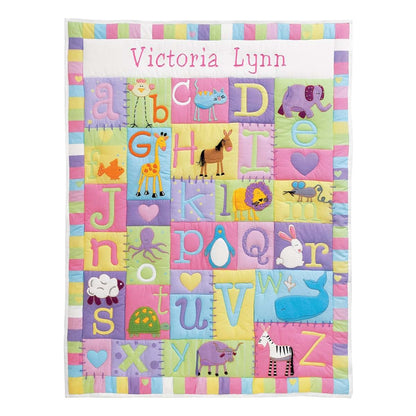 Let's Make Memories Personalized Baby Quilt - 3D Applique & Embroidered Name - Heirloom Keepsake for New Baby Shower