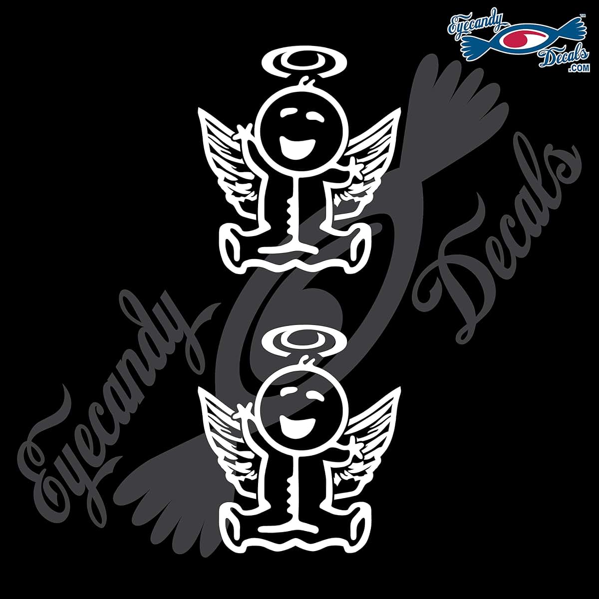 Eyecandy Baby Angel Stick Family Decal 2.5 Inch White 2 Pack