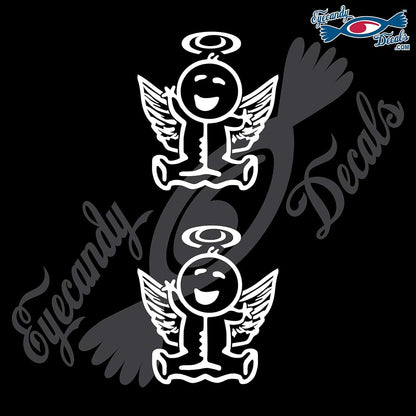 Eyecandy Baby Angel Stick Family Decal 2.5 Inch White 2 Pack