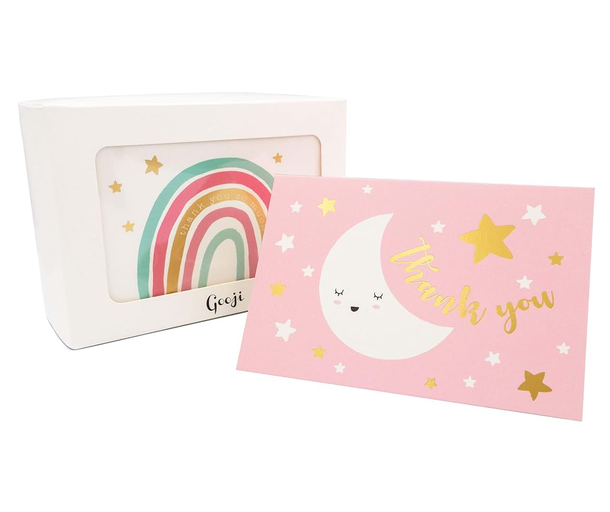 Gooji Baby Starry Night Thank You Card Set (36 Pack) for Events