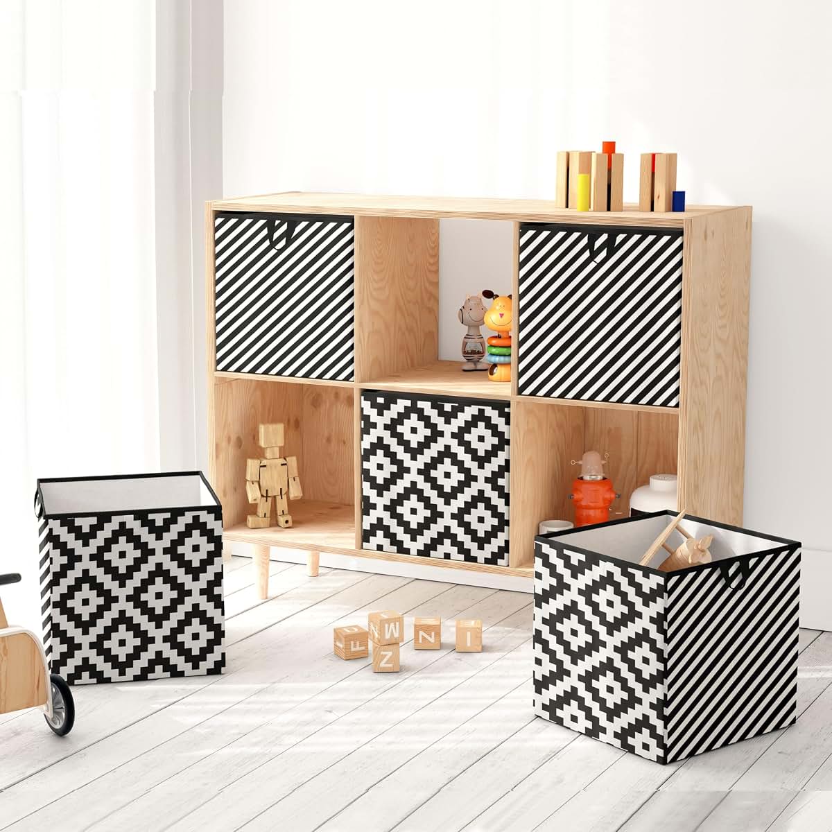 Bacati Small Storage Tote Aztec Love Black Neutral