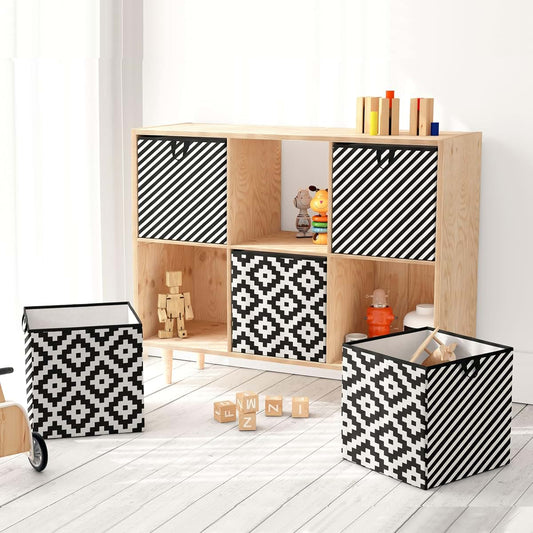Bacati Small Storage Tote Aztec Love Black Neutral
