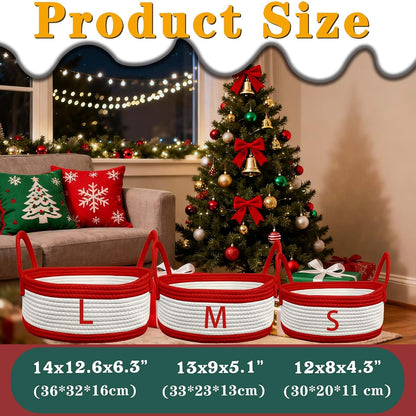GIFTSDIY Personalized Christmas Gift Baskets with Name,Custom Baby Rope Cotton Basket for Organizing,Customized Storage (photo 2)