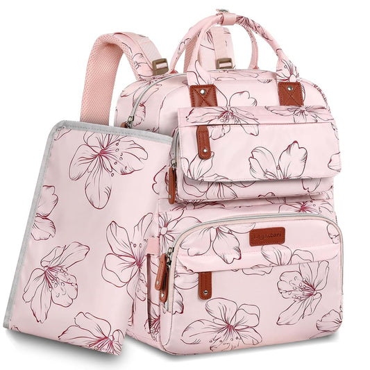 Legestori Diaper Bag Backpack With Portable Changing Pad And Floral Print