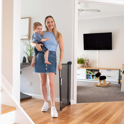Perma Child Safety Retractable Gate for Stairs and Doorways