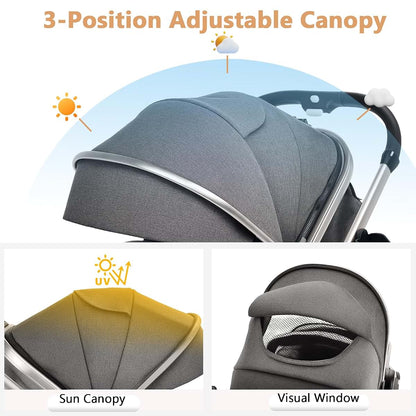 TODEFULL 2-in-1 Baby Stroller with Reversible Seat and Canopy
