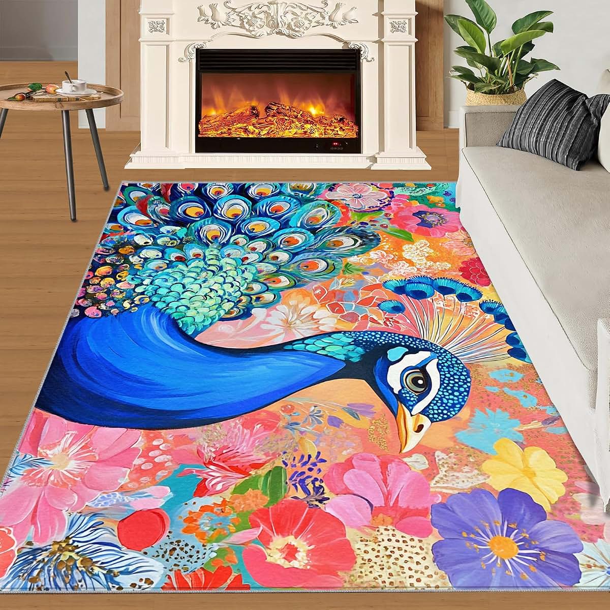 HYGIUID 4x5 Regal Peacock Area Rugs - Washable Kids Carpet (photo 2)