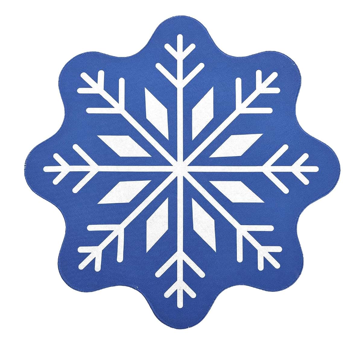 Kelinfong Christmas Snowflake Bathroom Rug, Blue Square Plush Bath Mat