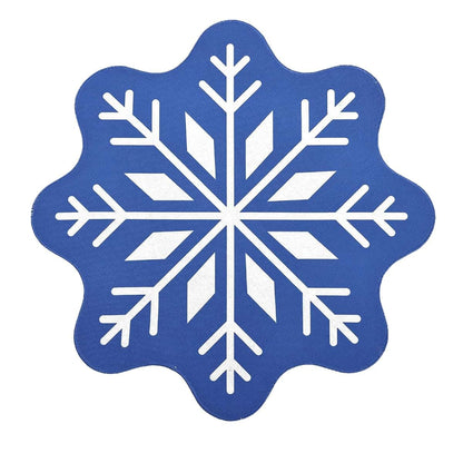 Kelinfong Christmas Snowflake Bathroom Rug, Blue Square Plush Bath Mat