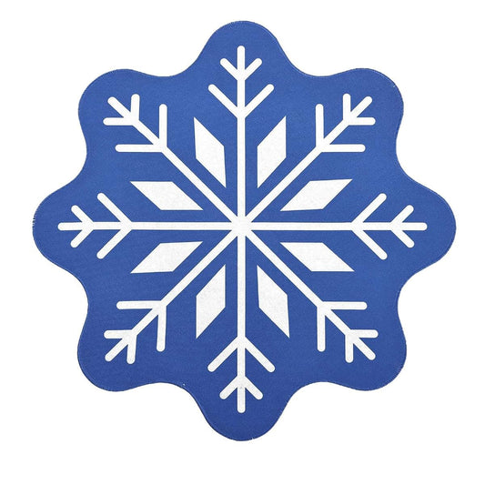 Kelinfong Christmas Snowflake Bathroom Rug, Blue Square Plush Bath Mat