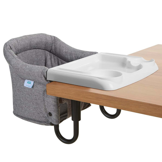 Evolur Hook-On Baby High Chair, Portable Clamp-On Dining Seat, Gray | Clip-On Table Chair, Dishwasher Safe Food Grade