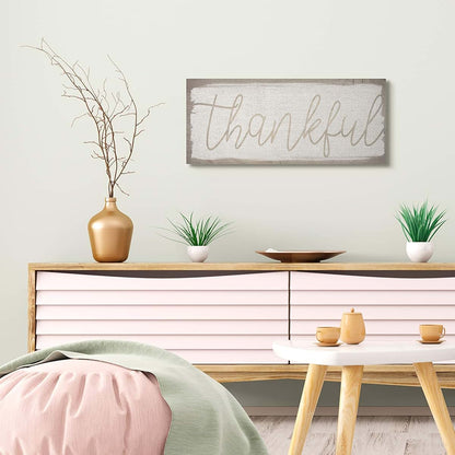 Stupell Industries Playful Thankful Text Distressed Paint Pattern Canvas Wall Art 13 x 30 Inches