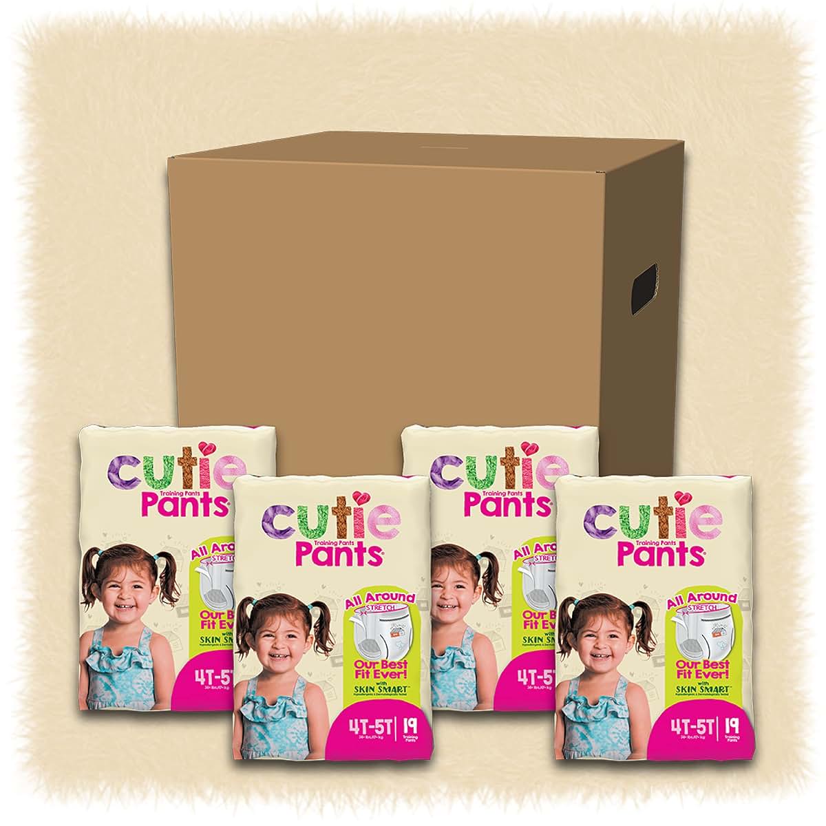 Cuties Toddler Training Pants for Girls, Size 4T-5T, 76 Count