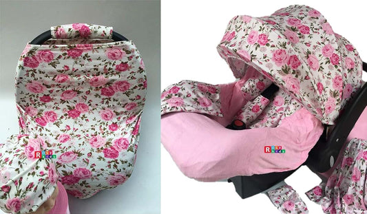 Rosy Kids 9-Piece Infant Car Seat Cover Set In Pink Rose