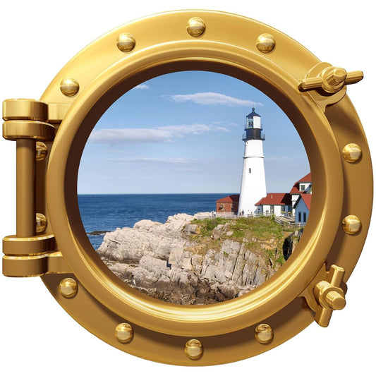 Stickit Graphix Lighthouse Porthole Window Wall Decal, Bronze