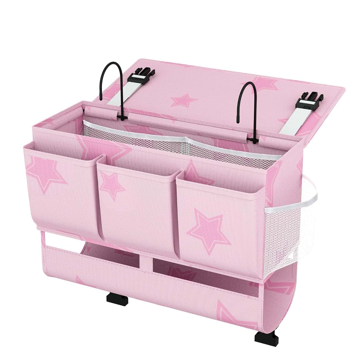 Bedside Organizer Caddy with 7 Pockets for Dorm Rooms and Home Use (Pink)