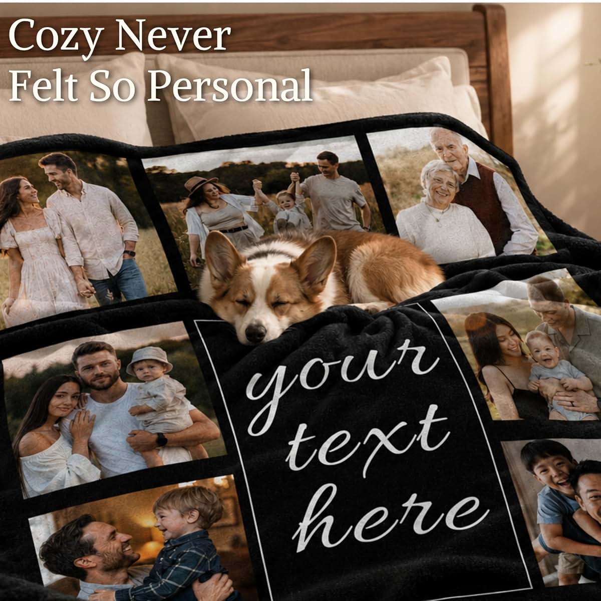 Next Generation Apparel Custom Blanket with Picture Text Personalized Blankets Throw Baby Adult Kids