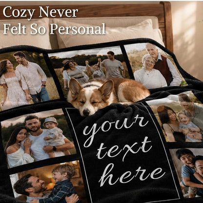 Next Generation Apparel Custom Blanket with Picture Text Personalized Blankets Throw Baby Adult Kids