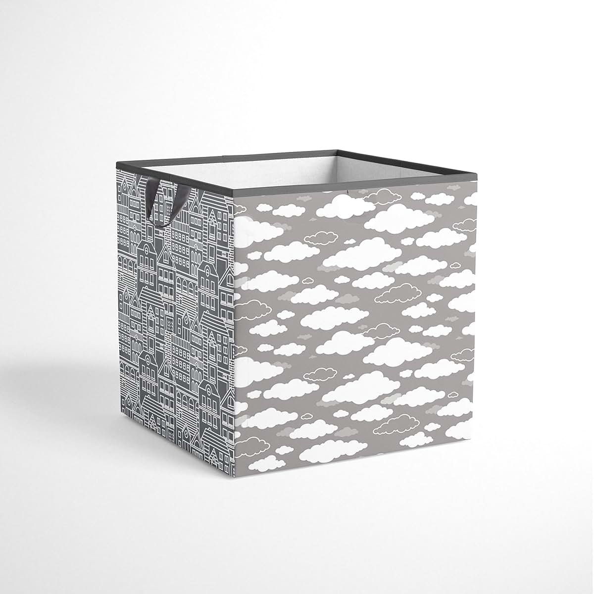 Bacati Small Storage Tote In Clouds In The City White/Grey