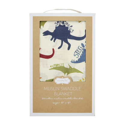 Mud Pie Muslin Swaddle Blanket, Dino
