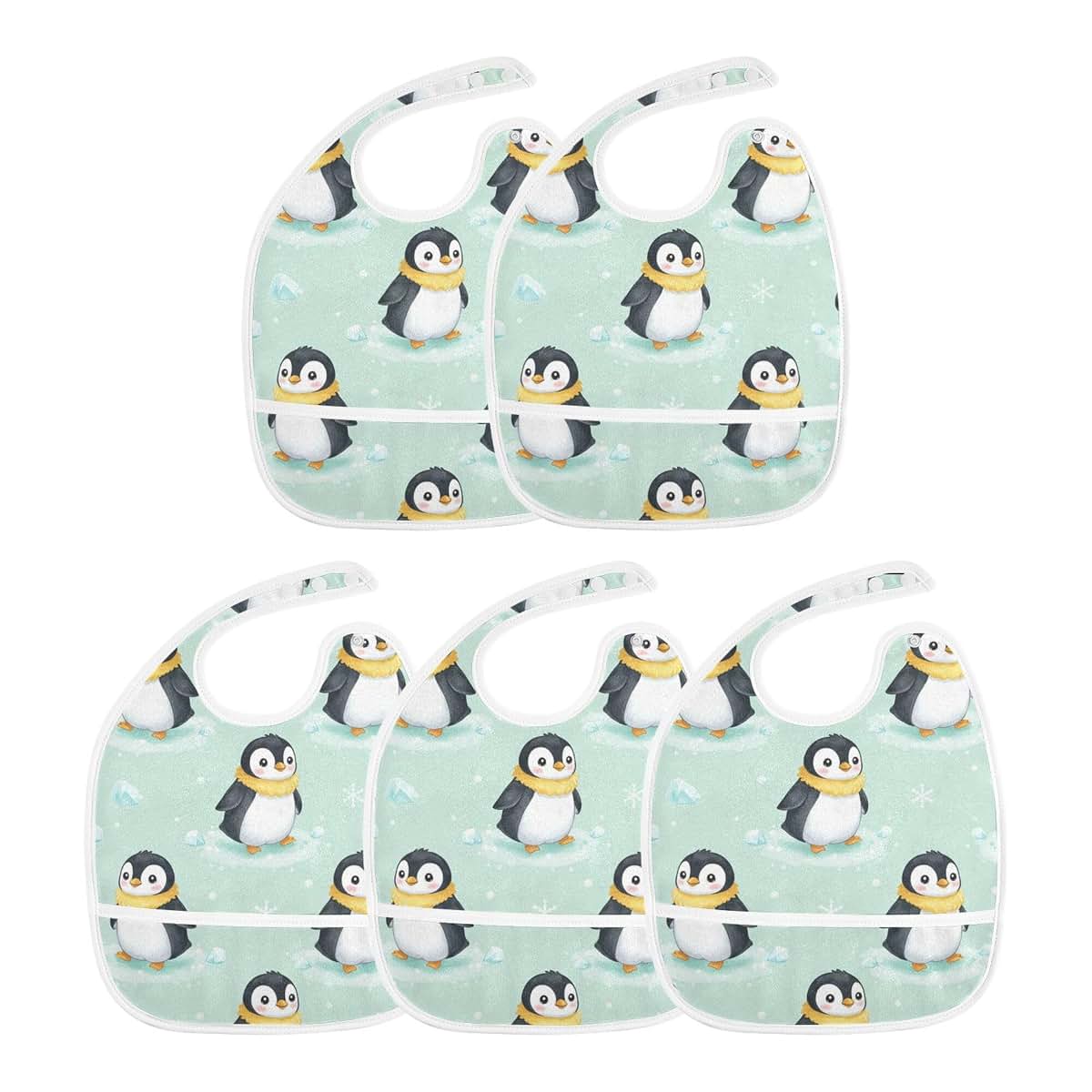 JUNZAN Muslin Baby Bib with Snap Closure, Cotton Top, Waterproof Layer, 1 Pack