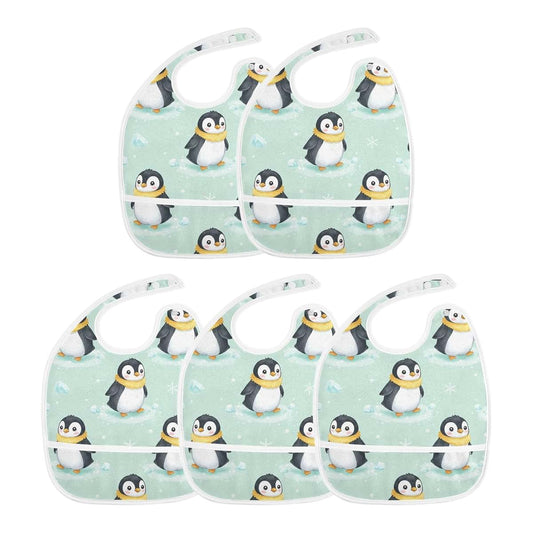 JUNZAN Muslin Baby Bib with Snap Closure, Cotton Top, Waterproof Layer, 1 Pack