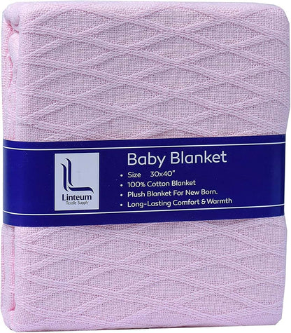 Linteum Textile Supply Toddler Baby Nap Blanket 2-Pack Pink 30x40 In